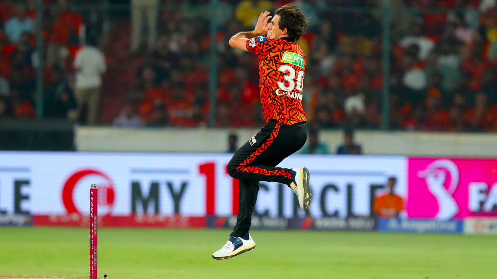 Pat Cummins of Sunrisers Hyderabad during an IPL 2025 match against Punjab Kings at the Rajiv Gandhi International Stadium in Hyderabad. (PHOTO: Sportzpics for IPL)
Photo by Prashant Bhoot / Sportzpics for IPL