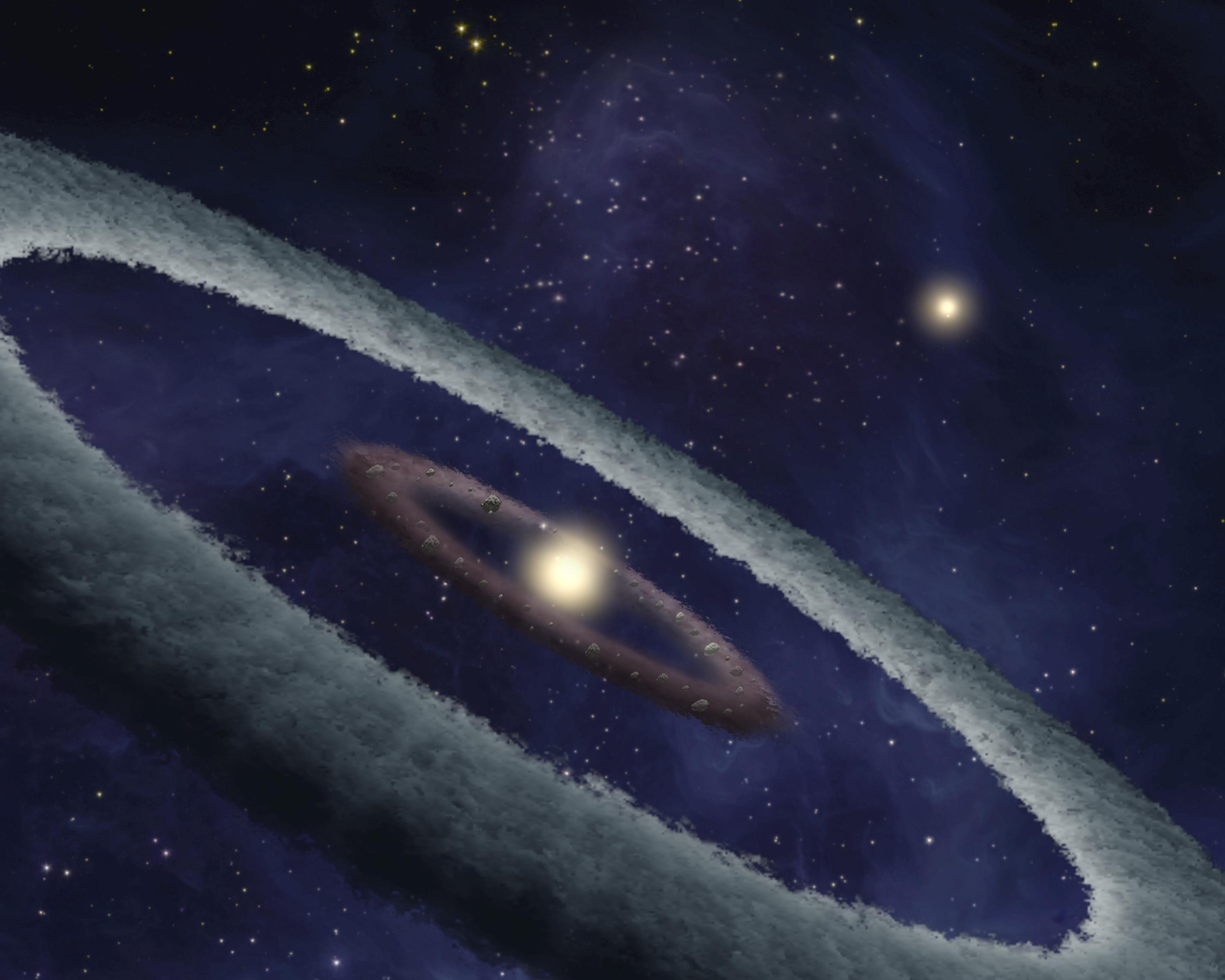 Artist’s concept of binary system HD 113766, where a rocky Earth-like planet may be forming.(Image: NASA/JPL-Caltech)