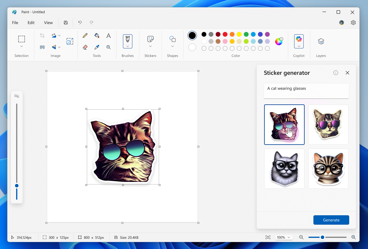 Paint can now help you make custom stickers as well.