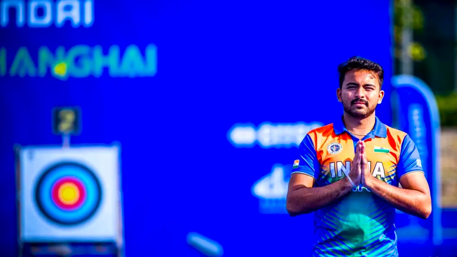 Parth Salunkhe reacts during the Shanghai Archery World Cup Stage 2. (PHOTO: World Archery)