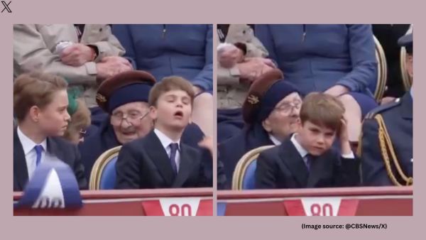 Louis mimics George’s hair-smoothing gesture, exaggerating the motion (Image source: @CBSNews/X)