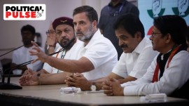 Congress MP Rahul Gandhi and other senior party leaders address a press conference on caste census in New Delhi on Wednesday