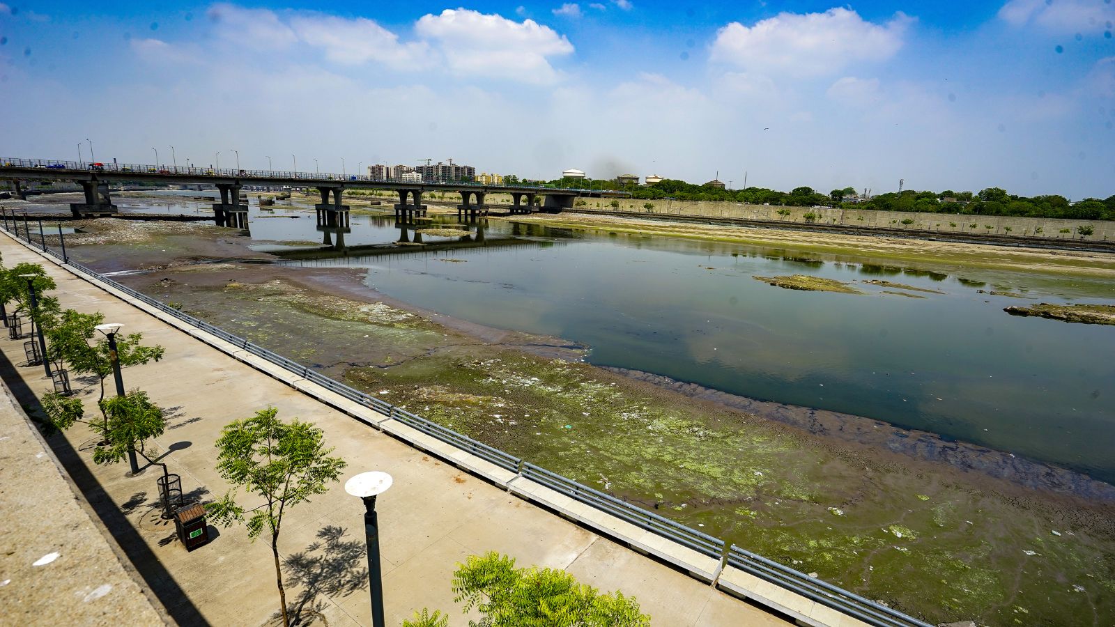 On the first day of the cleaning, a huge temple flag was seen being removed from the Sabarmati River. 