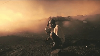 A resident of Jharia sites amid the fires on a coalfield in 2012