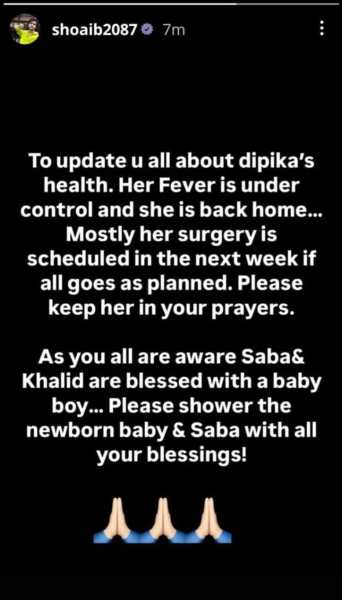 Shoaib Ibrahim gives Dipika health update