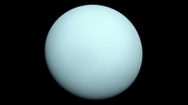 An image of the planet Uranus taken by the spacecraft Voyager 2 in 1986.