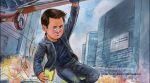 The topical shows Tom Cruise in classic Mission: Impossible fashion—dangling from a helicopter dressed in all-black