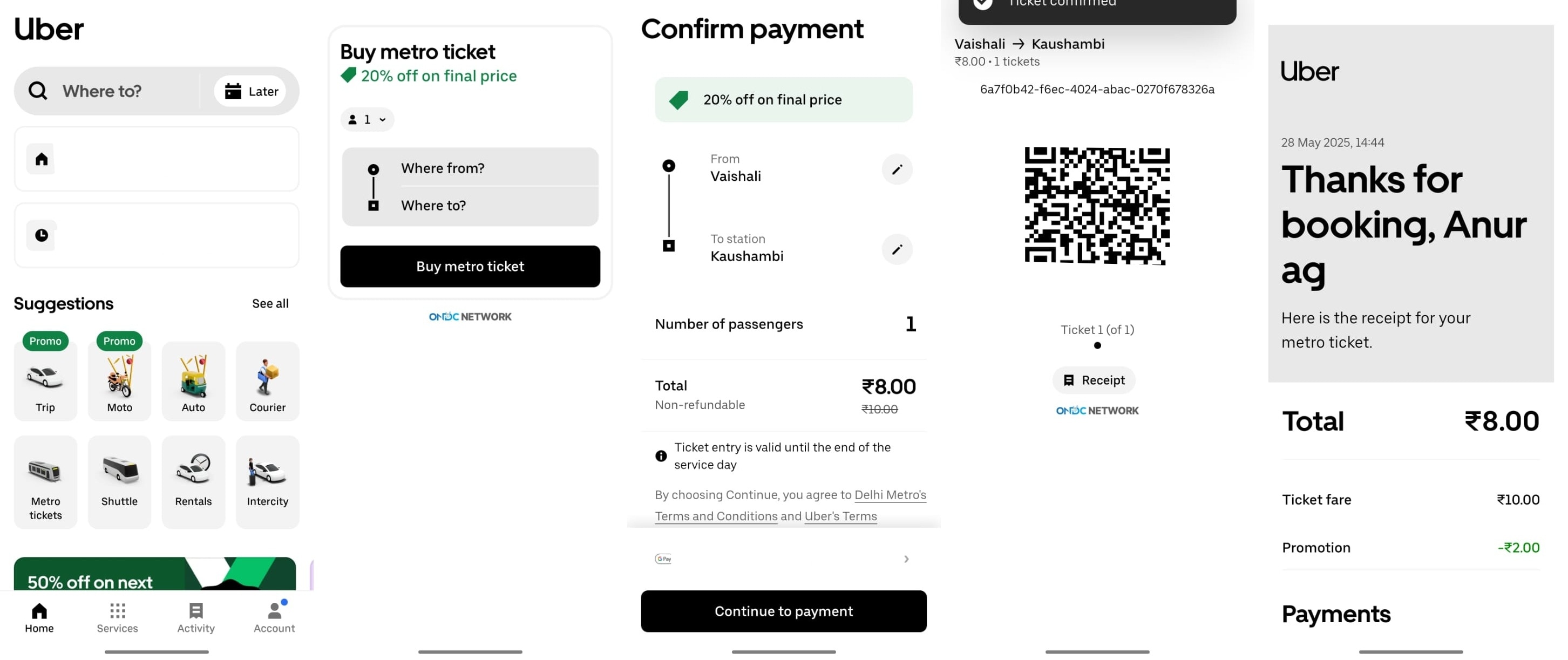 Booking metro tickets on Uber is easy as 1,2,3. (Express Photo)