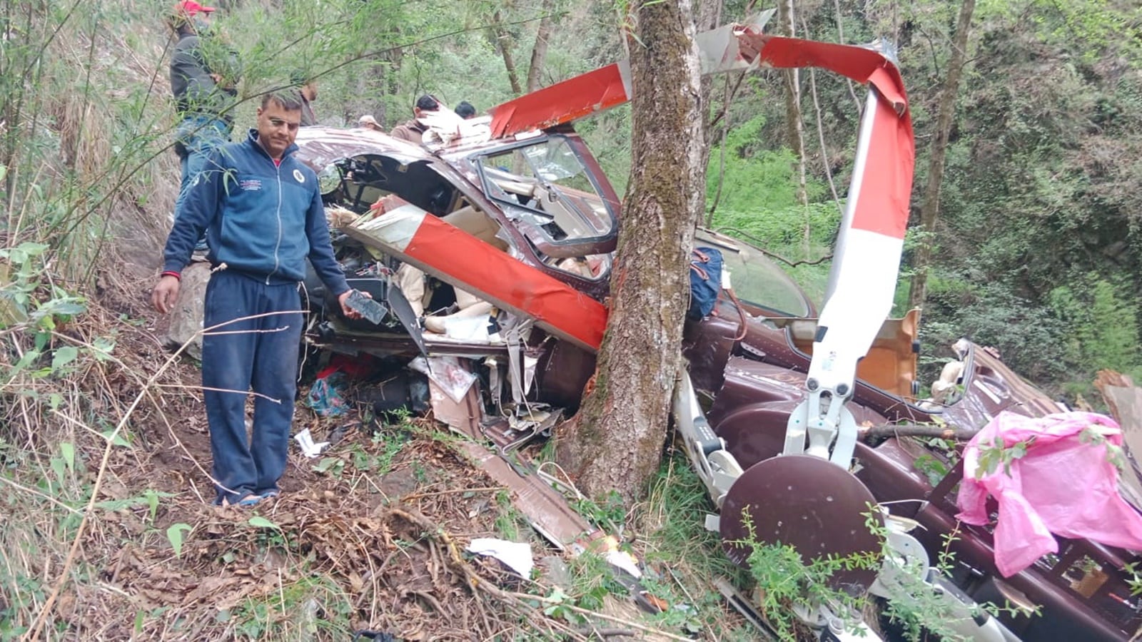 Rescue personnel at the site of the crash