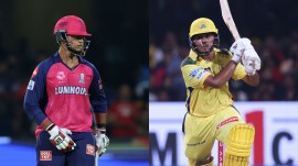 L-R: RR's Vaibhav Suryavanshi and CSK's Ayush Mhatre in action during IPL 2025. (Sportzpics for IPL)