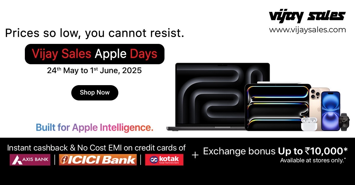 Vijay Sales Apple Days sale will end on June 1, 2025.