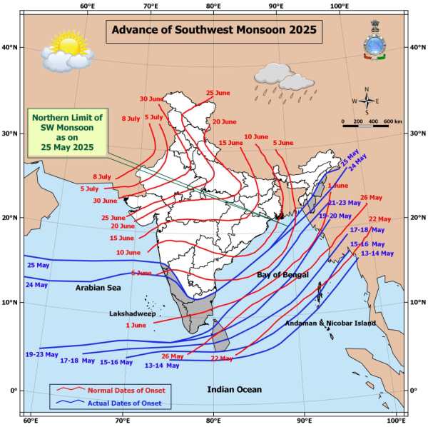 Monsoon advance, as of the afternoon of May 25. (IMD)