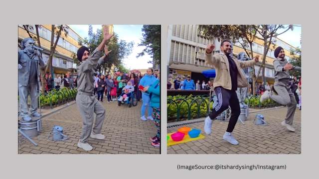 A professional dancer performs bhangra in the middle of the streets of Columbia. (Image Source: @itshardysingh)