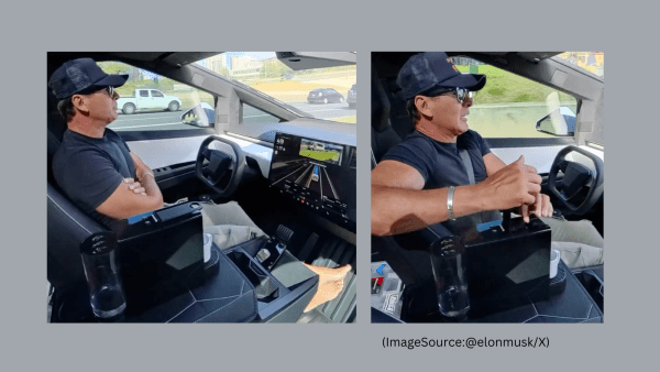 A man prepares his morning coffee in his car, Tesla. (Image Source: @elonmusk/X)
