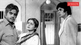 Dilip Kumar, Rakhee Gulzar and Amitabh Bachchan in the film Shakti. (Express Archive)