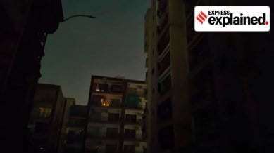 View of a housing society during the blackout in Mohali on Thursday, May 8, 2025.