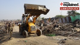 Demolitions underway at Chandola talav na Chhapra in Ahmedabad, on April 29.