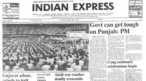 This is the front page of The Indian Express published on May 07, 1985.