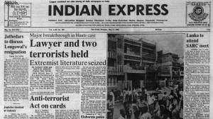 This is the front page of The Indian Express published on May 13, 1985.