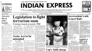 This is the front page of The Indian Express published on May 14, 1985.