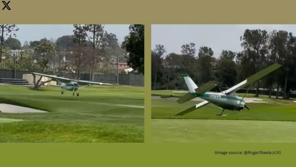 The unexpected landing at the Riviera Country Club startled golfers