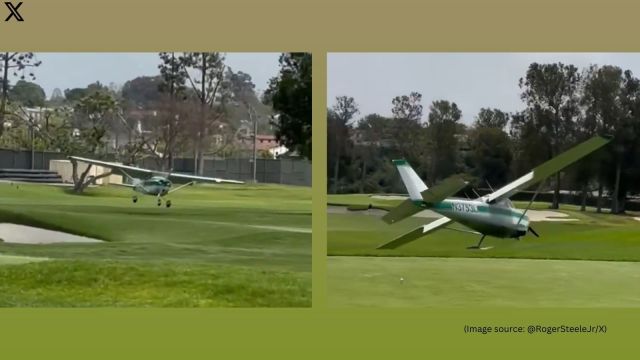 The unexpected landing at the Riviera Country Club startled golfers