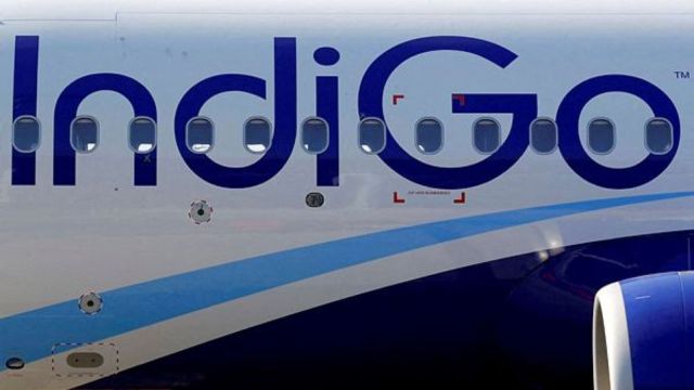 FILE PHOTO: The logo of IndiGo Airlines is pictured on a passenger aircraft on the tarmac in Colomiers near Toulouse, France, July 10, 2018. REUTERS/Regis Duvignau/File Photo