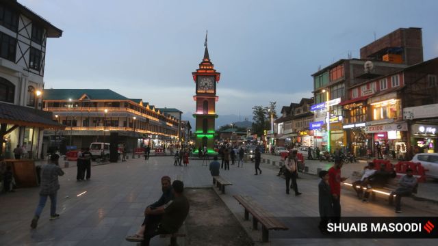 People visit Lal Chowk, after India and Pakistan agreed to a ceasefire, in Srinagar