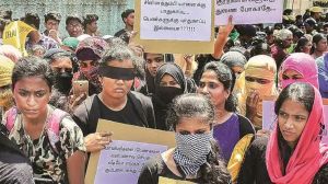 A students’ protest demanding government action in the Pollachi sexual assault