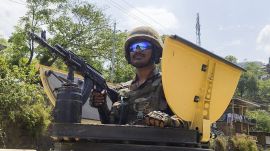 Security personnel keep vigil near the Line of Control (LoC), in Poonch district