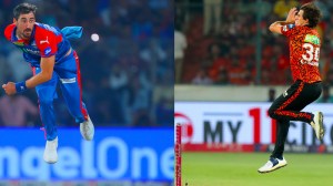 Delhi Capitals are uncertain about their lead pacer Mitchell Starc (left) returning while SRH captain Pat Cummins (right) has agreed to join the squad. (PHOTOS: Sportzpics for IPL)
