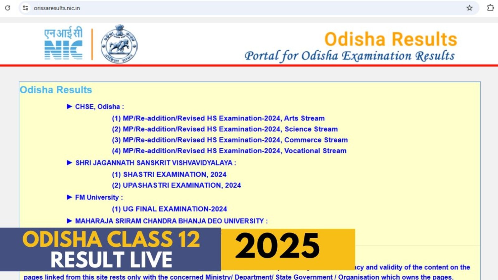 Odisha CHSE +2 12th Class Result 2025, chseodisha.nic.in LIVE Updates: How can I check Odisha HS+2 result today?