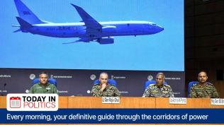 DGMO Lieutenant General Rajiv Ghai, Air Marshal AK Bharti, Vice Admiral AN Pramod and Major General SS Sharda during the press conference on Operation Sindoor, in New Delhi on Sunday. (ANI Photo)