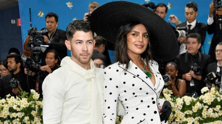 Nick Jonas, left, and Priyanka Chopra attend The Metropolitan Museum of Art's Costume Institute benefit gala celebrating the opening of the "Superfine: Tailoring Black Style" exhibition on Monday, May 5, 2025, in New York. (Photo by Evan Agostini/Invision/AP)