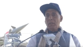 Defence Minister Rajnath Singh addresses Air Warriors in Bhuj (ANI screengrab)