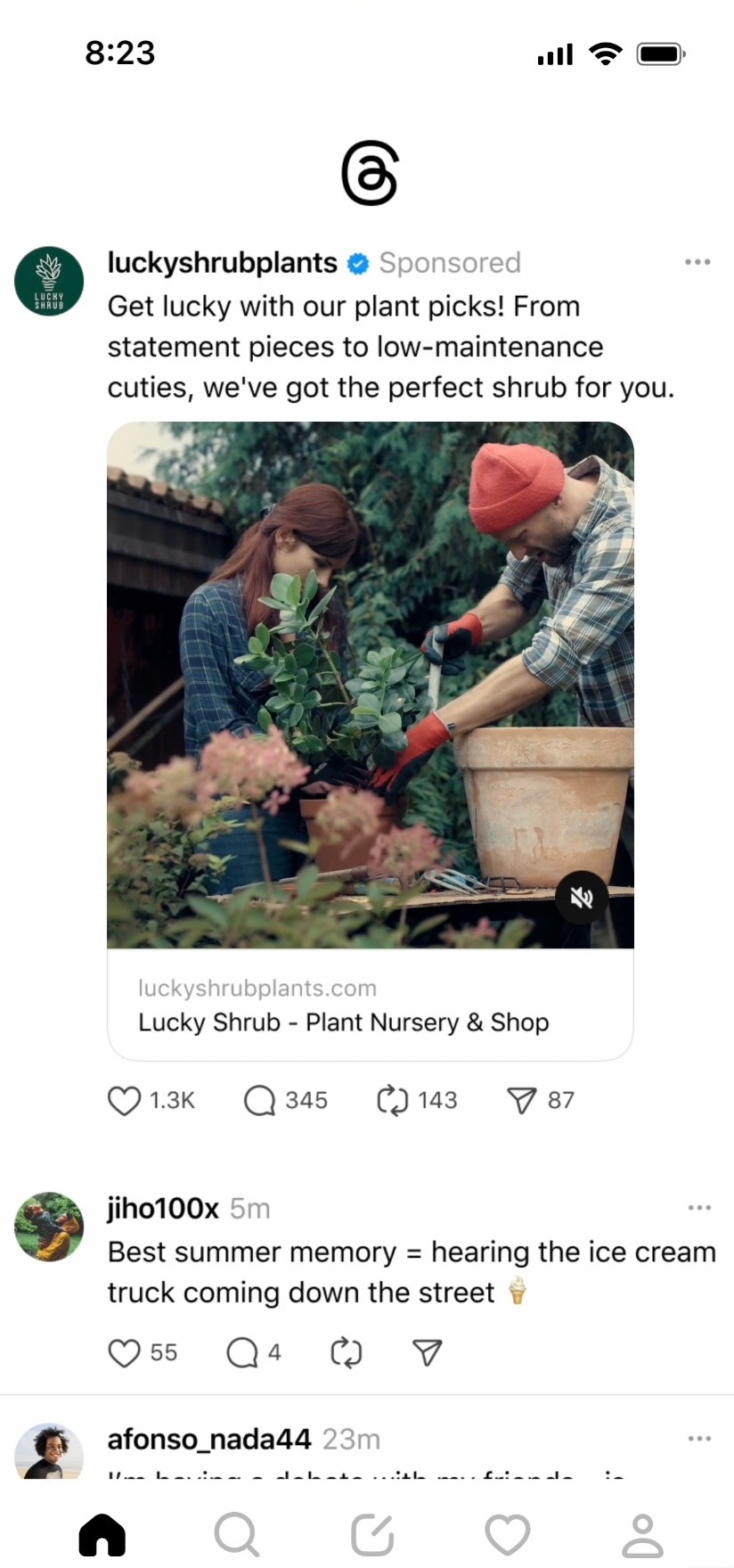 Video ads on Threads look like those on X.