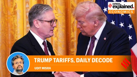 Britain's Prime Minister Keir Starmer, left, and U.S. President Donald Trump shake hands at a joint press conference at the White House Thursday, Feb. 27, 2025, in Washington.