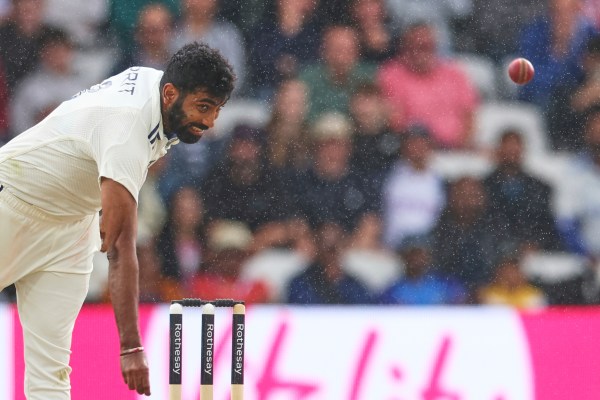 India's Jasprit Bumrah bowls a delivery on day five of the first Test at Headingley in Leeds. (AP)
