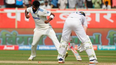 Ollie pope on Jasprit Bumrah