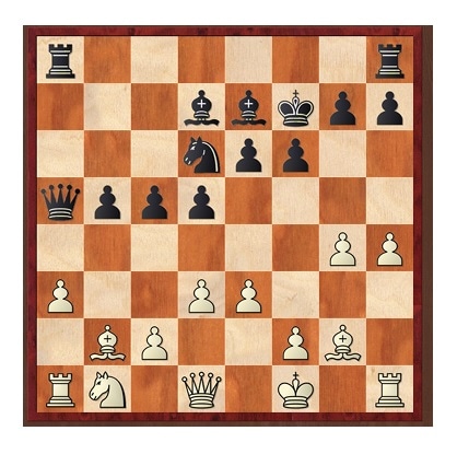 A position that arose after 16 moves in a game  that started with 1.b4 d5. 