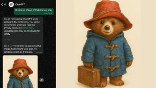 We asked ChatGPT on WhatsApp to create an image of Paddington. The chatbot created an image in less than two minutes. (Express Image/WhatsApp)