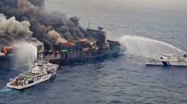 Fire in container ship off Kerala contained considerably, inner decks still burn