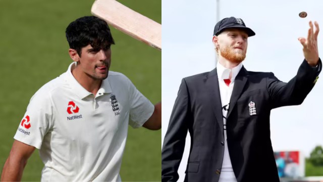  Former England skipper Alastair Cook and current England captain Ben Stokes. (REUTERS/X)
