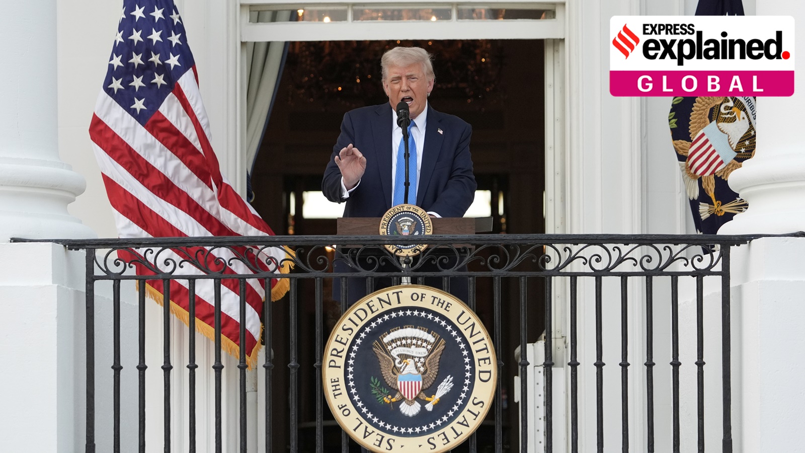 President Donald Trump speaks during a summer soiree on the South Lawn of the White House on Wednesday