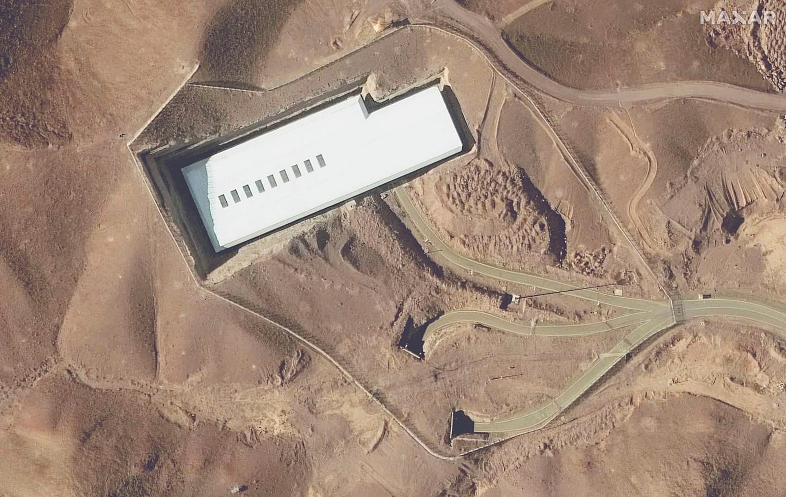 This satellite image provided by Maxar Technologies shows the Fordo enrichment facility in Iran on January 24, 2025