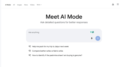 Google's new AI Mode feature is currently limited to English. (Image Source: Google)