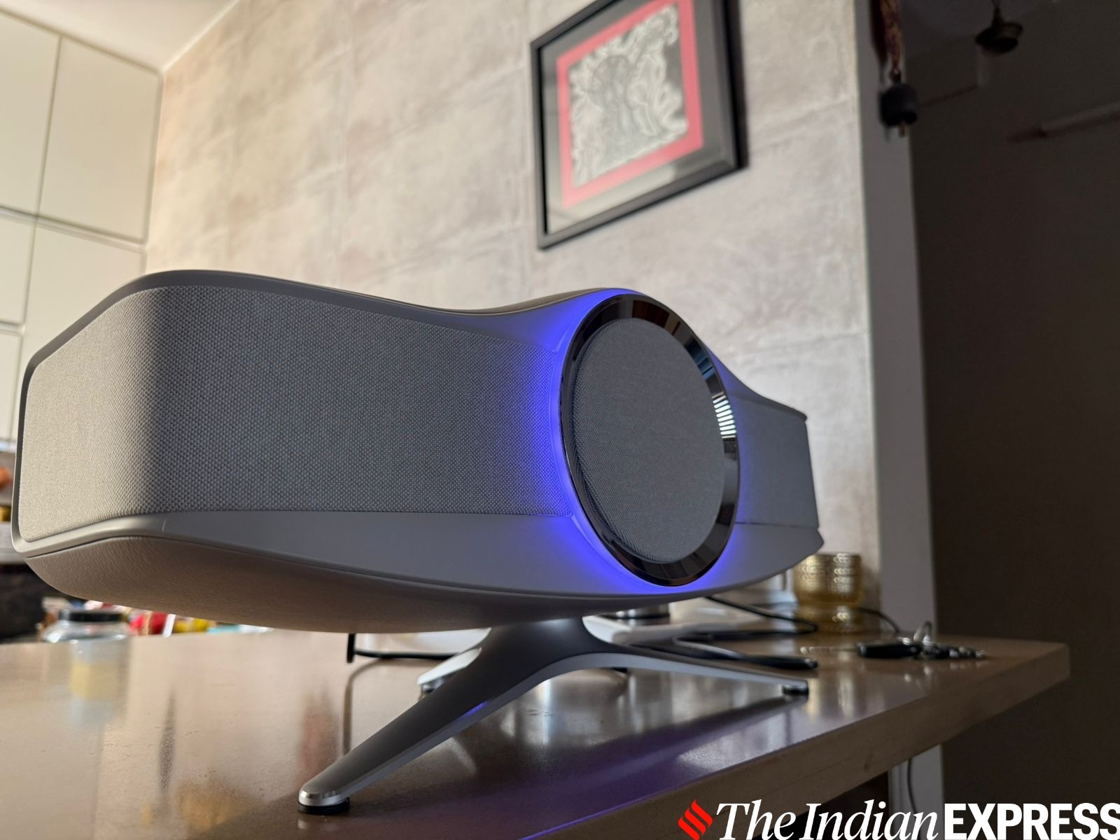 The Manta Ray-shaped speaker has some theatrics too, with an LED ring up front.