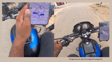 A woman books an Ola bike ride for 180 meters. (Image source: @rohitvlogster/Instagram)