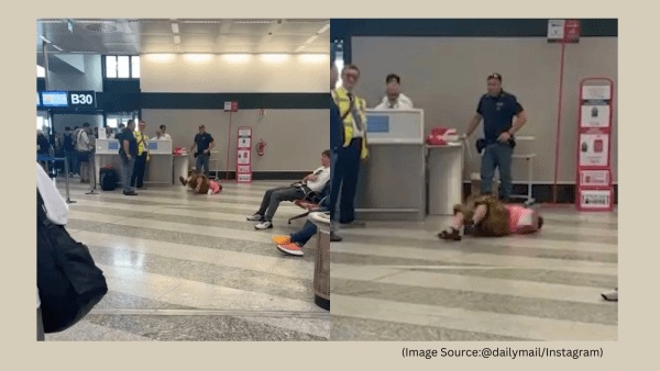 A Chinese tourist threw a tantrum at the Malpensa Airport in Italy because her carry-on luggage was overweight. (Image source: @dailymail/Instagram)