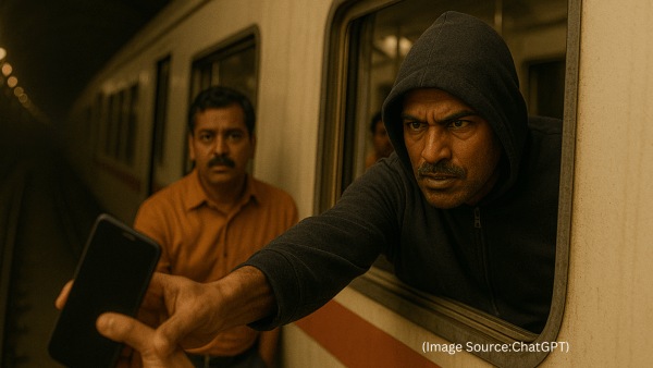 A thief snatched a phone from a passenger mid-tunnel. (Image source: ChatGPT)